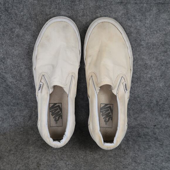 Vans Shoes Womens 7 Classic Slip On Sneakers Casual White Canvas Skate Trainers - Picture 6 of 11